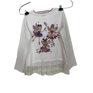 Isaac Mizrahi Kids Girls Cute Fairy Lace Hem Top & Floral Pants White M(10/12)